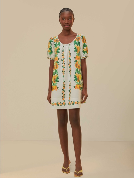 FARM Rio Dresses & Skirts - FARM Rio White 100% Cotton Dress w Tropical Fruit Print, NWT Recent Collection!